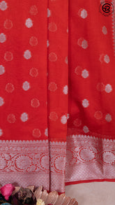 Red Semi Georgette  Banarasi Warm Silk Saree